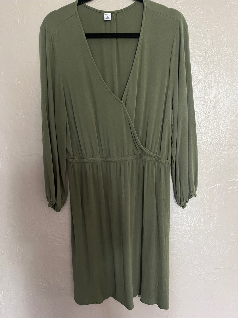 Old Navy Olive Green Wrap-Style Knee Length Skirt Long Sleeve Dress Large